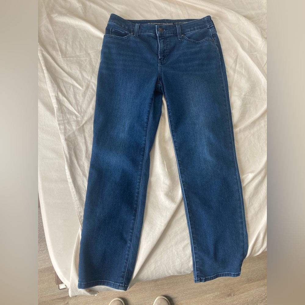 Women's so slimming girlfriend crop Blue Jeans